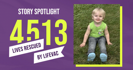 On August 14th, 2025 a 2-year-old boy choked on a baby ring resulting in a partial obstruction. Protocol was followed. EasyBreathe successfully dislodged the obstruction on its second attempt. The child’s father described the incident as follows